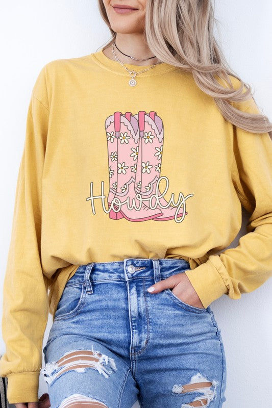 Howdy Cowboy Boots | Graphic Long Sleeve Tee