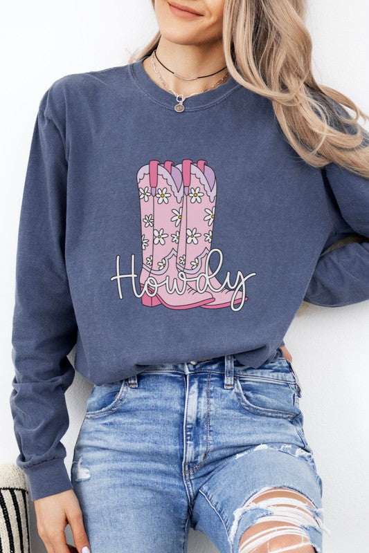 Howdy Cowboy Boots | Graphic Long Sleeve Tee