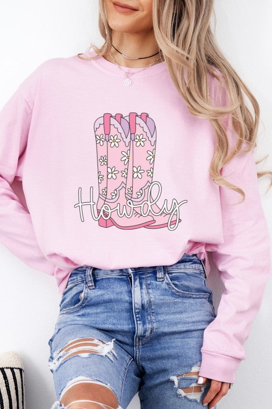 Howdy Cowboy Boots | Graphic Long Sleeve Tee