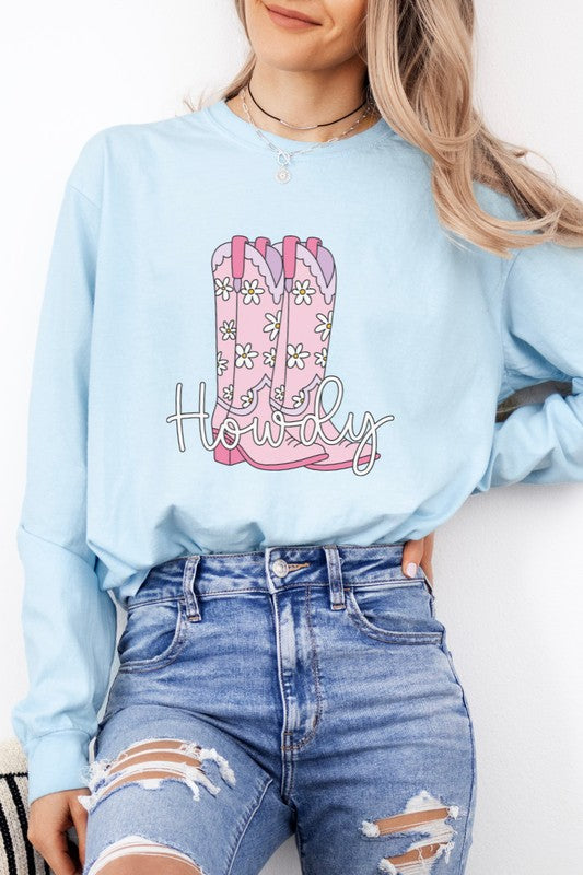 Howdy Cowboy Boots | Graphic Long Sleeve Tee