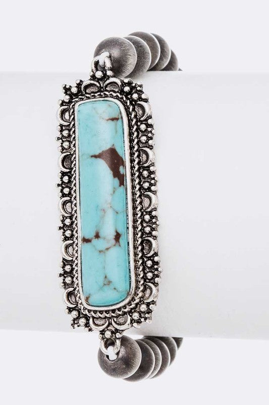 Compressed Stone Navajo Beads | Stretch Bracelet