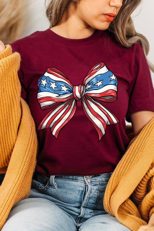 Coquette American Flag Bow | Graphic T-Shirt