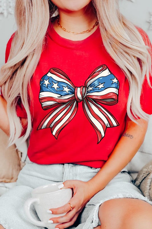 Coquette American Flag Bow | Graphic T-Shirt