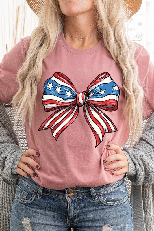 Coquette American Flag Bow | Graphic T-Shirt