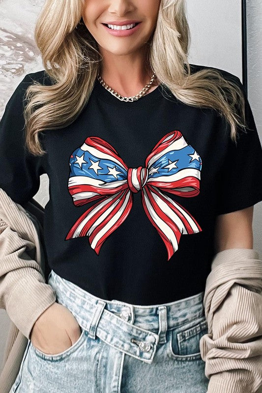 Coquette American Flag Bow | Graphic T-Shirt