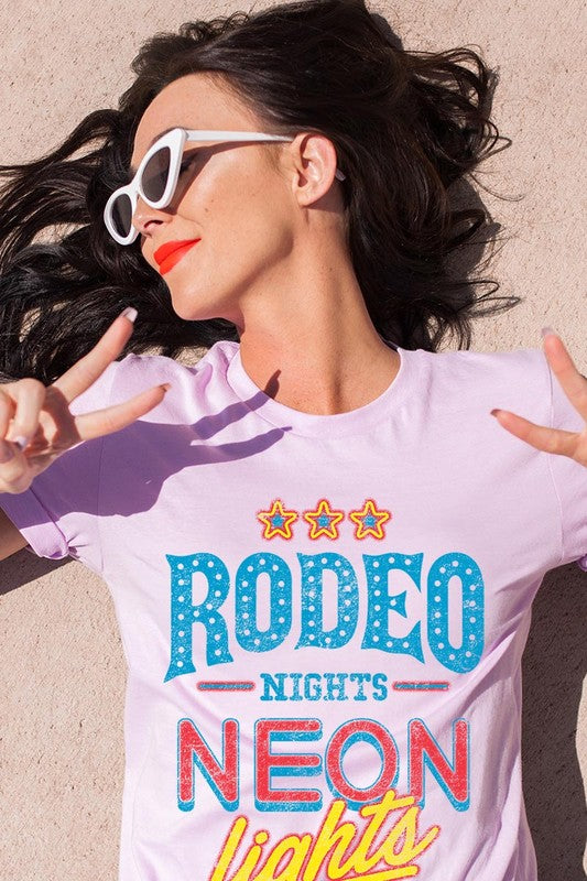 Rodeo Nights Neon Lights | Graphic T-Shirt