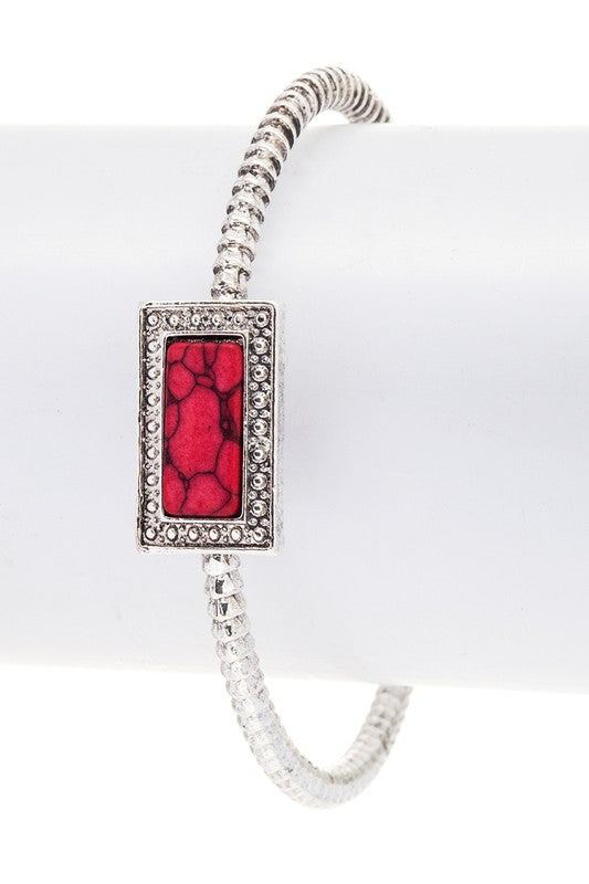 Square Stone Open Bangle | Bracelet