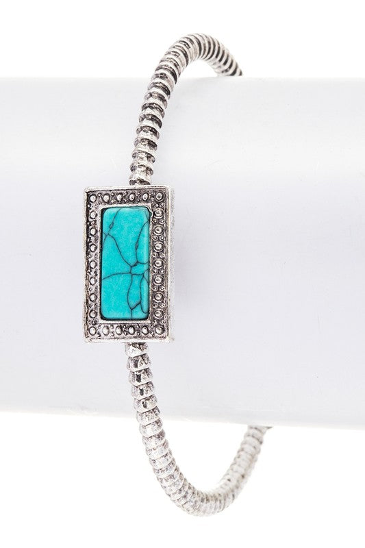 Square Stone Open Bangle | Bracelet