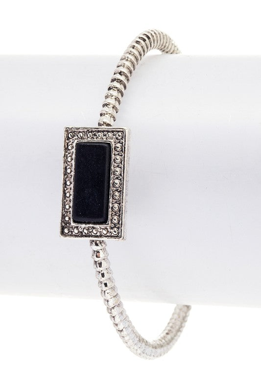 Square Stone Open Bangle | Bracelet