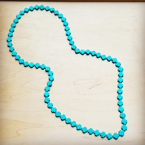 Long Turquoise Beaded Cross | Necklace