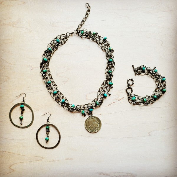 Bronze Hoop w/ Green Jasper | Earrings