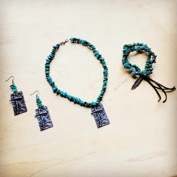 Copper Cross w/ Natural Turquoise | Earrings