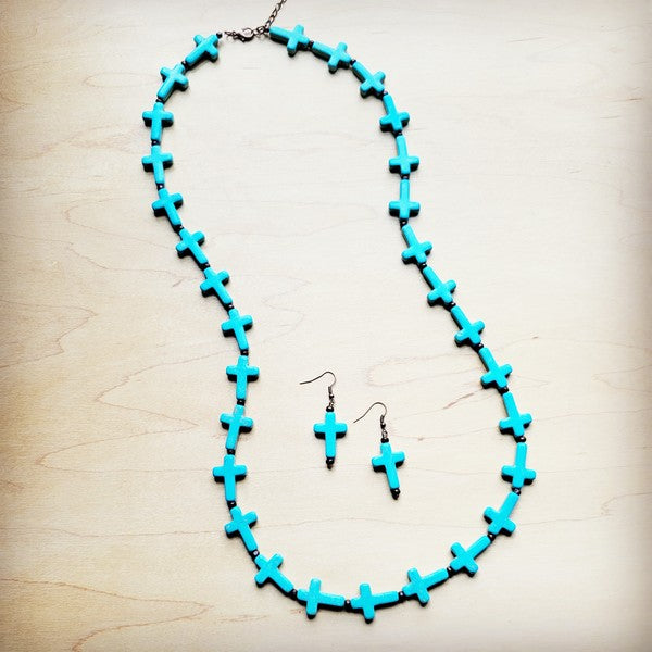 Blue Turquoise Cross | Earrings