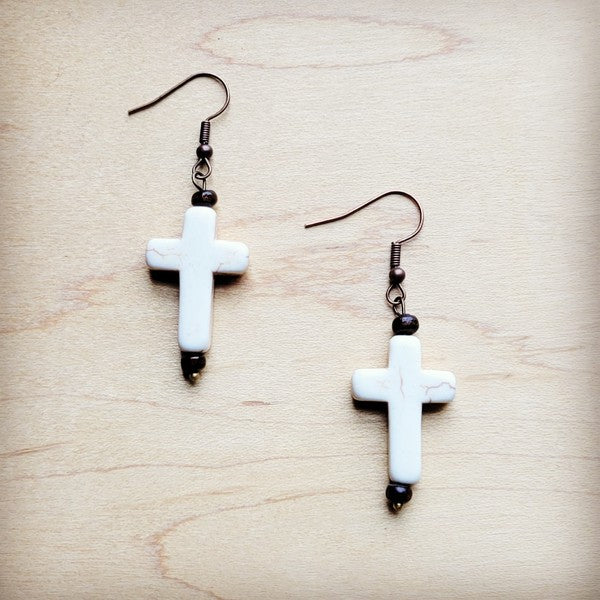 White Turquoise Cross | Earrings