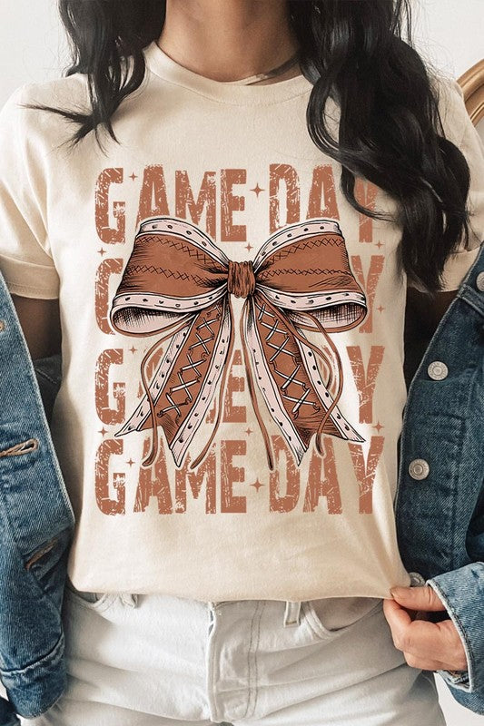 Game Day Football Bow | Graphic Tee