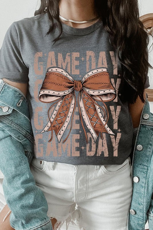 Game Day Football Bow | Graphic Tee