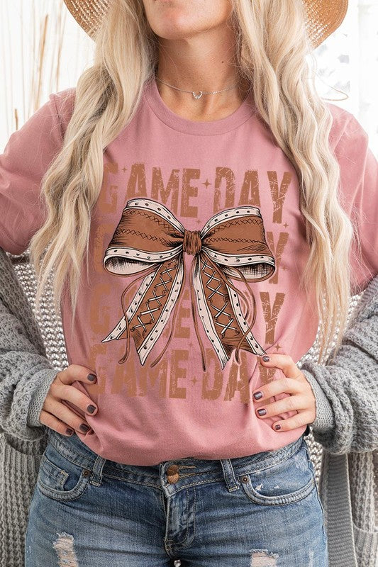 Game Day Football Bow | Graphic Tee