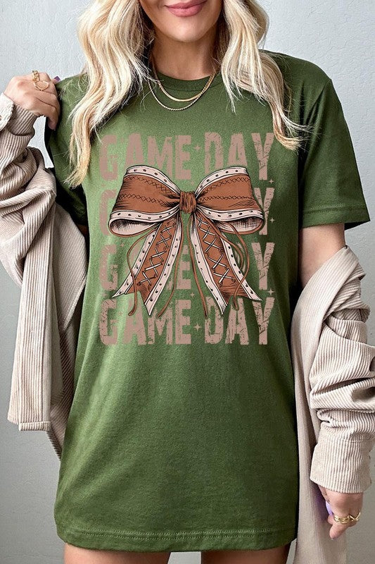 Game Day Football Bow | Graphic Tee