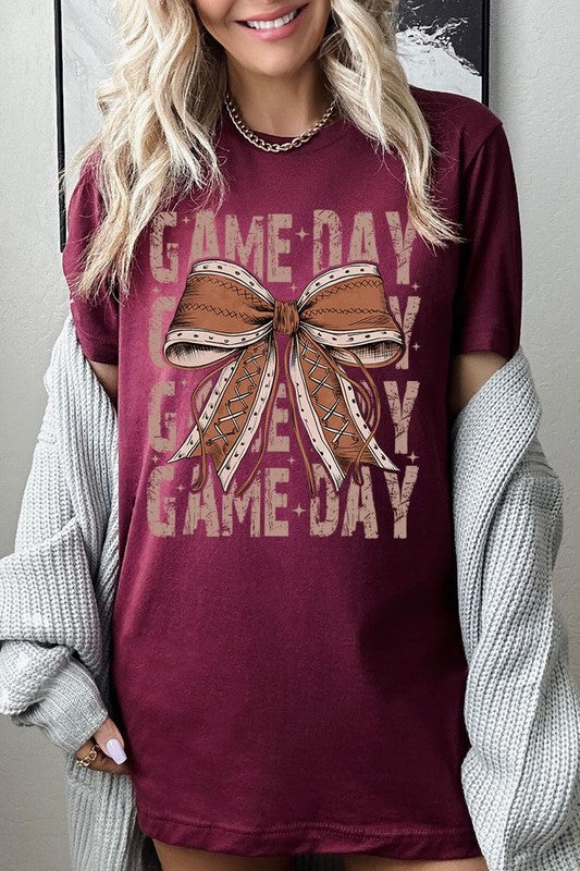 Game Day Football Bow | Graphic Tee