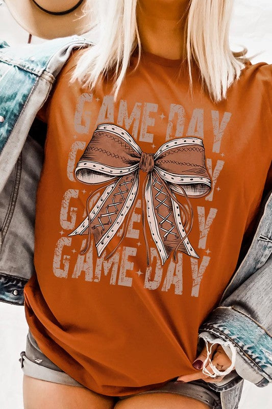 Game Day Football Bow | Graphic Tee