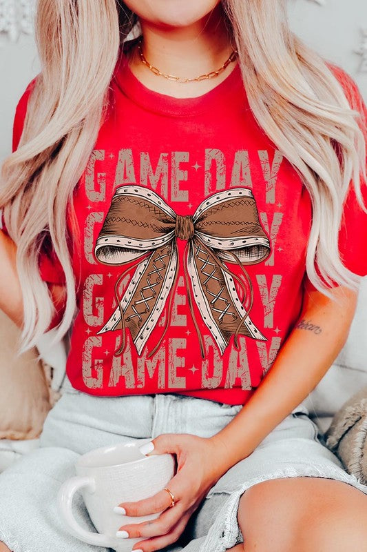 Game Day Football Bow | Graphic Tee