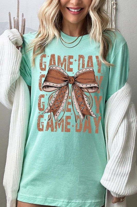 Game Day Football Bow | Graphic Tee