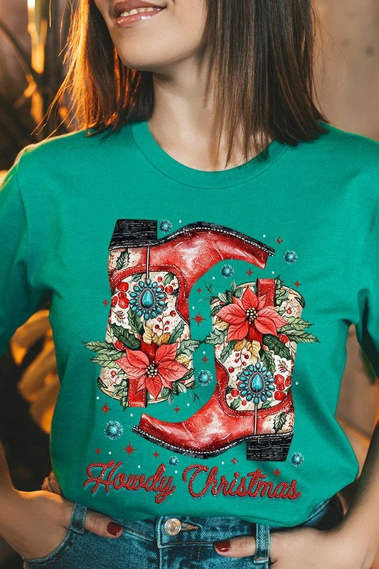 Howdy Christmas Western Boots | Graphic Tee