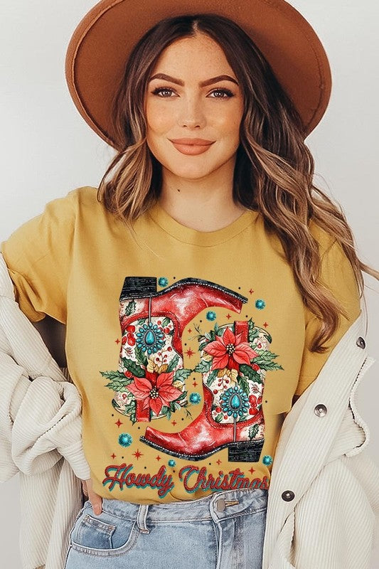 Howdy Christmas Western Boots | Graphic Tee