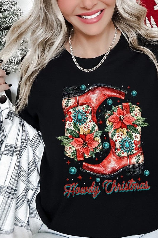 Howdy Christmas Western Boots | Graphic Tee