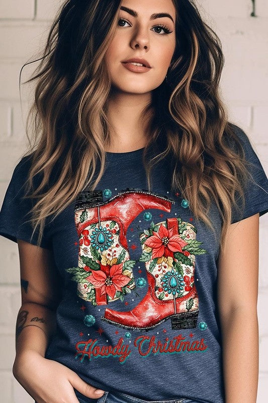 Howdy Christmas Western Boots | Graphic Tee