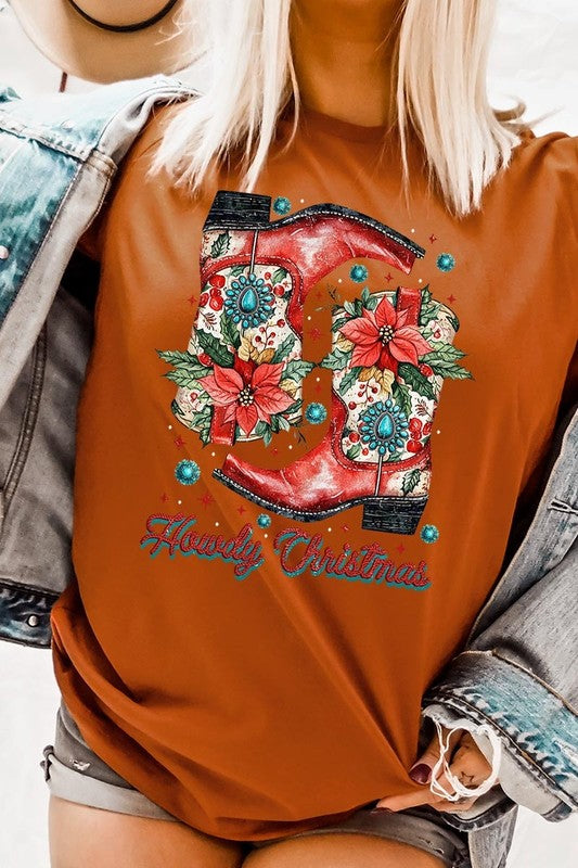 Howdy Christmas Western Boots | Graphic Tee