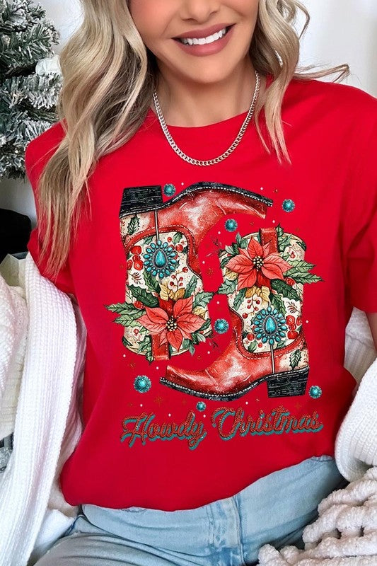 Howdy Christmas Western Boots | Graphic Tee