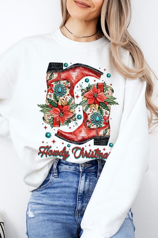 Howdy Christmas Western Boots | Sweatshirt