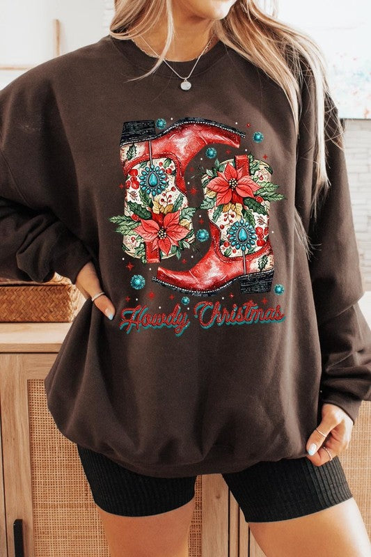 Howdy Christmas Western Boots | Sweatshirt
