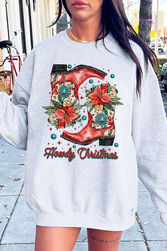Howdy Christmas Western Boots | Sweatshirt