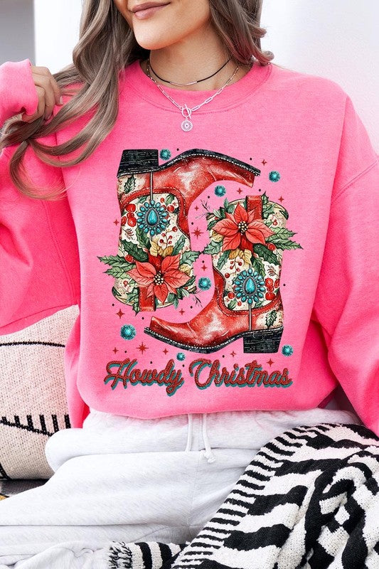 Howdy Christmas Western Boots | Sweatshirt