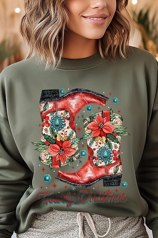 Howdy Christmas Western Boots | Sweatshirt