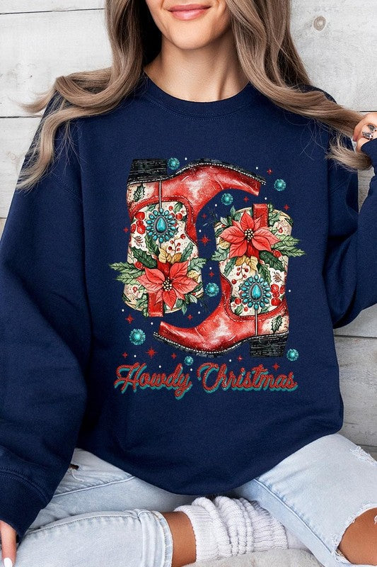 Howdy Christmas Western Boots | Sweatshirt