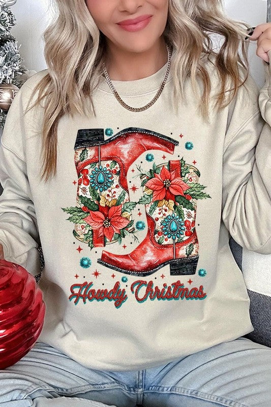 Howdy Christmas Western Boots | Sweatshirt