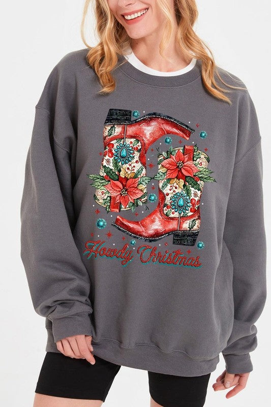 Howdy Christmas Western Boots | Sweatshirt