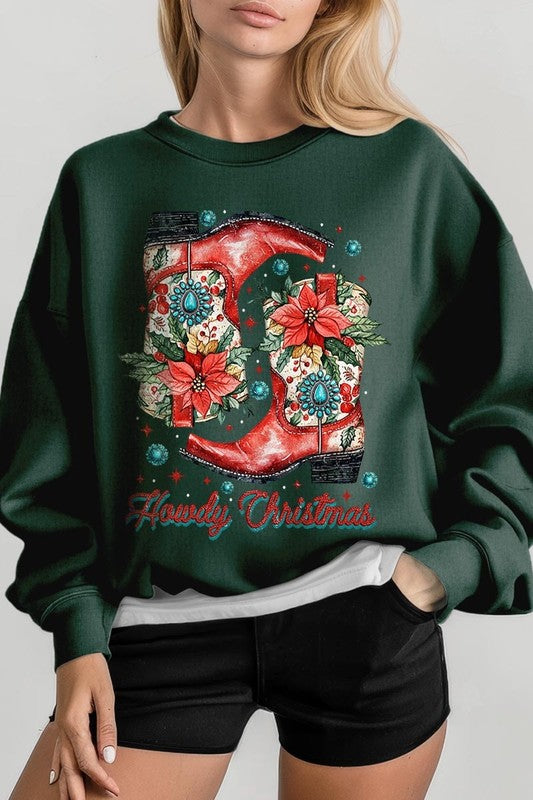 Howdy Christmas Western Boots | Sweatshirt