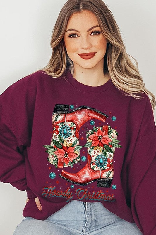 Howdy Christmas Western Boots | Sweatshirt