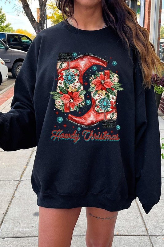 Howdy Christmas Western Boots | Sweatshirt