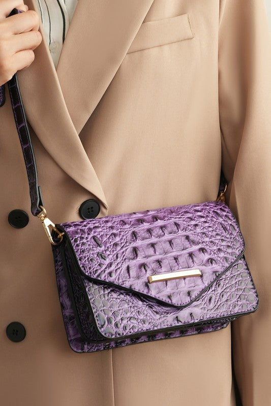 Vanta Solid Croc-Embossed | Saddle Bag