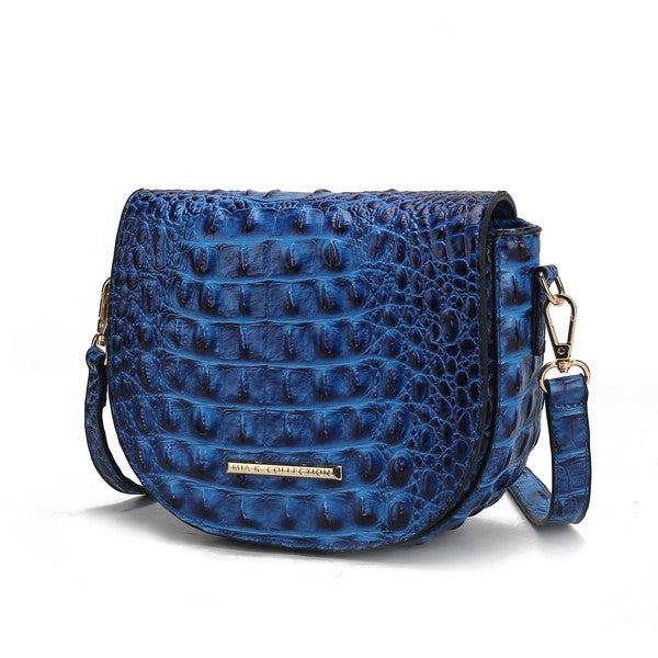 Amalia Solid Croc-Embossed | Crossbody Bag