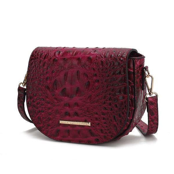 Amalia Solid Croc-Embossed | Crossbody Bag