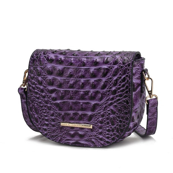 Amalia Solid Croc-Embossed | Crossbody Bag