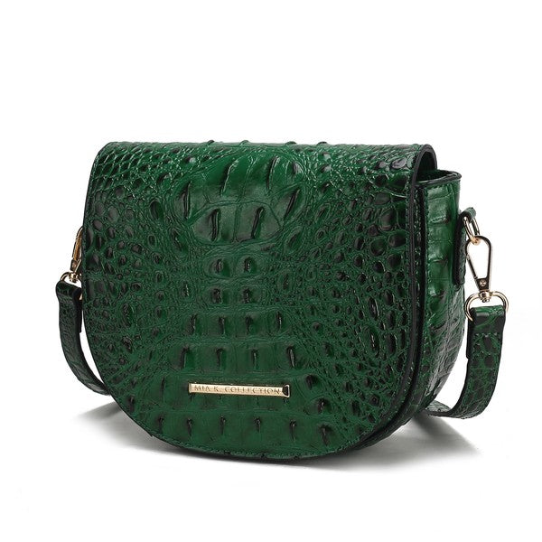 Amalia Solid Croc-Embossed | Crossbody Bag