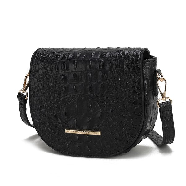 Amalia Solid Croc-Embossed | Crossbody Bag