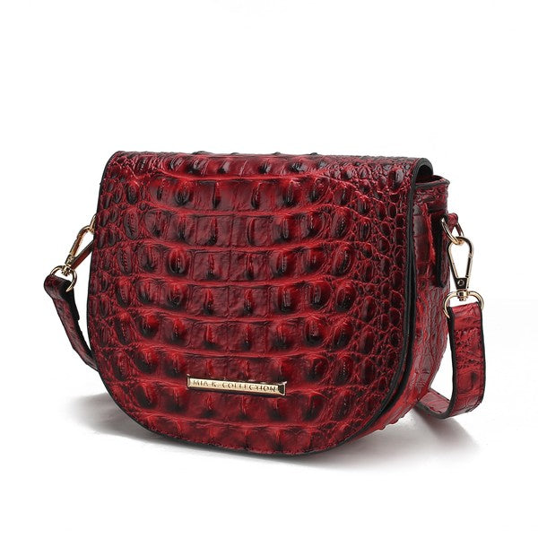 Amalia Solid Croc-Embossed | Crossbody Bag